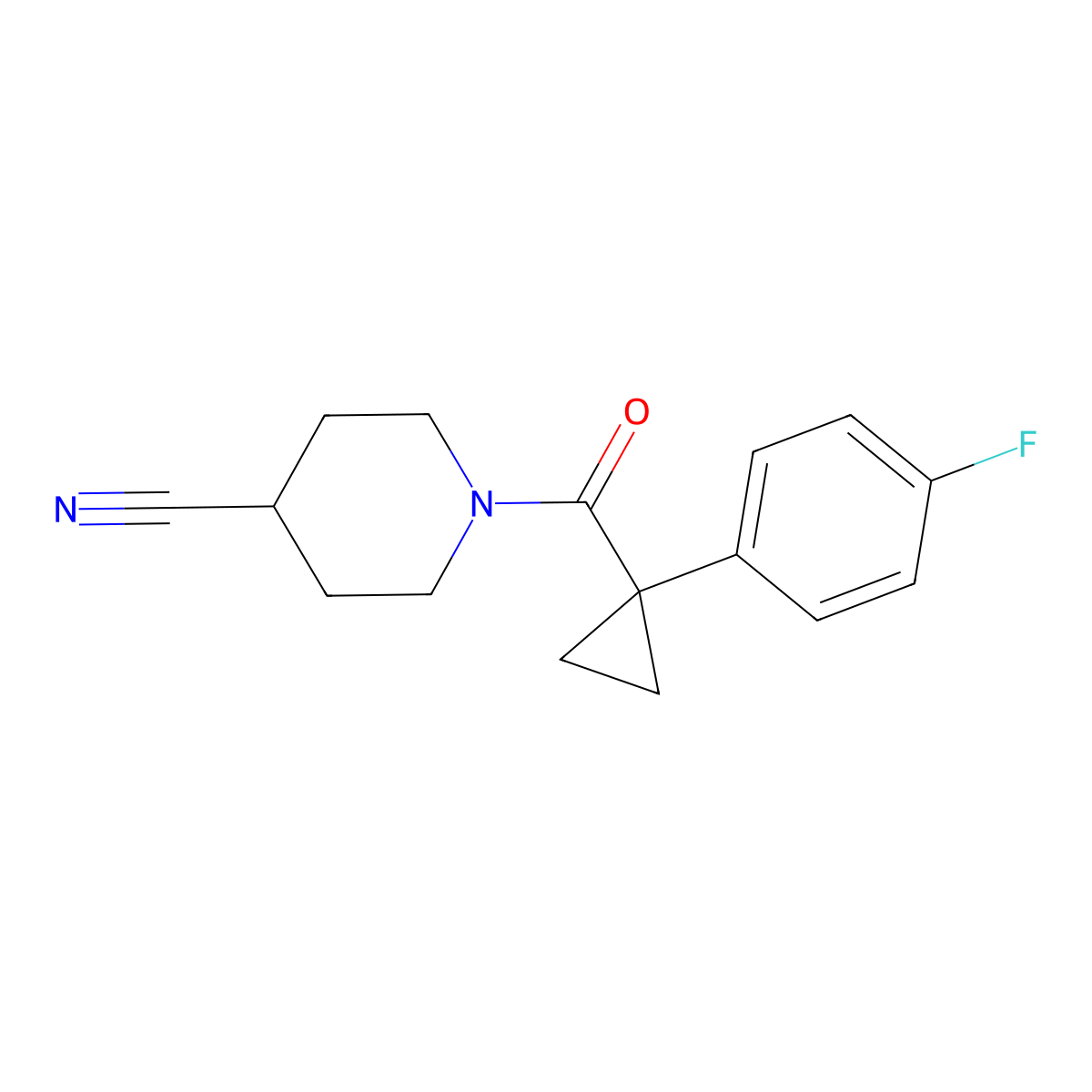 1-[1-(4-Fluorophenyl)cyclopropanecarbonyl]piperidine-4-carbonitrile molecular structure, CAS 2329429-93-6