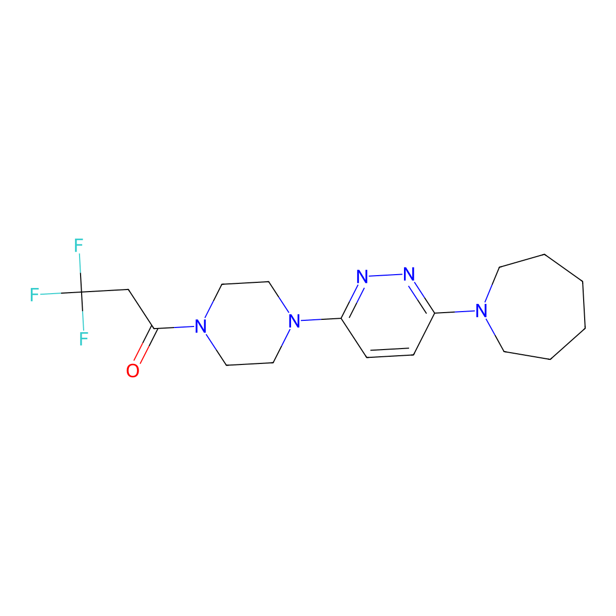 1-{4-[6-(Azepan-1-yl)pyridazin-3-yl]piperazin-1-yl}-3,3,3-trifluoropropan-1-one molecular structure, CAS 2329451-19-4
