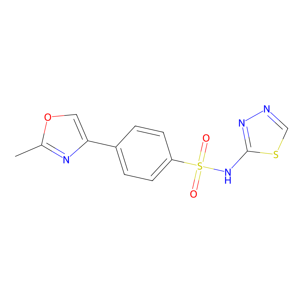 4-(2-methyl-1,3-oxazol-4-yl)-N-(1,3,4-thiadiazol-2-yl)benzene-1-sulfonamide molecular structure, CAS 2329451-74-1