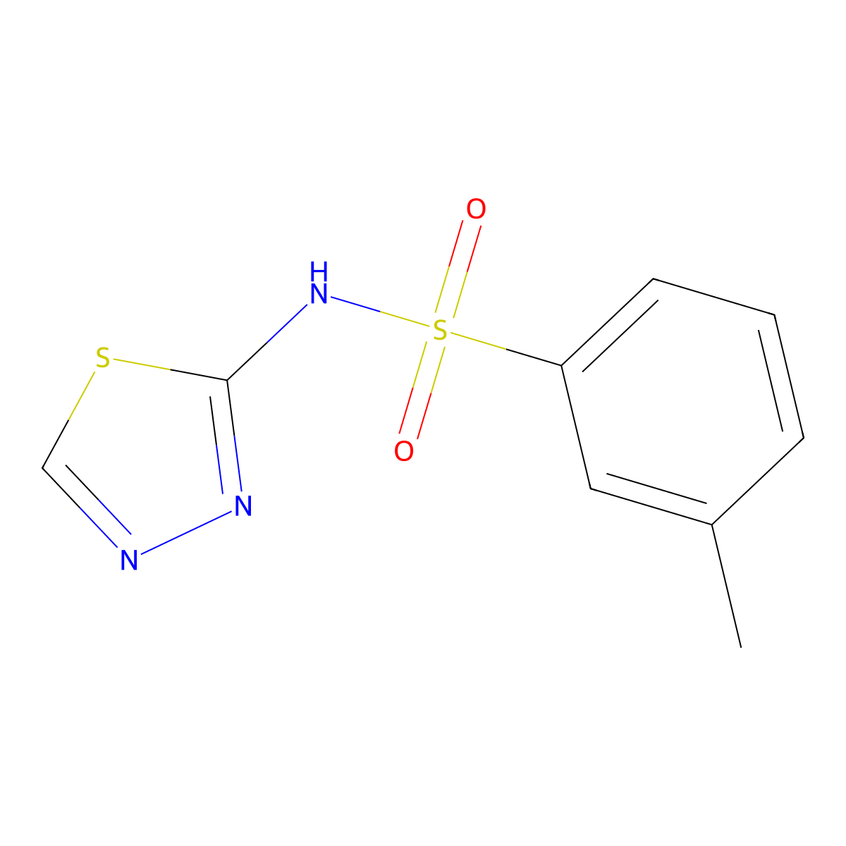 3-methyl-N-(1,3,4-thiadiazol-2-yl)benzene-1-sulfonamide molecular structure, CAS 2329456-54-2