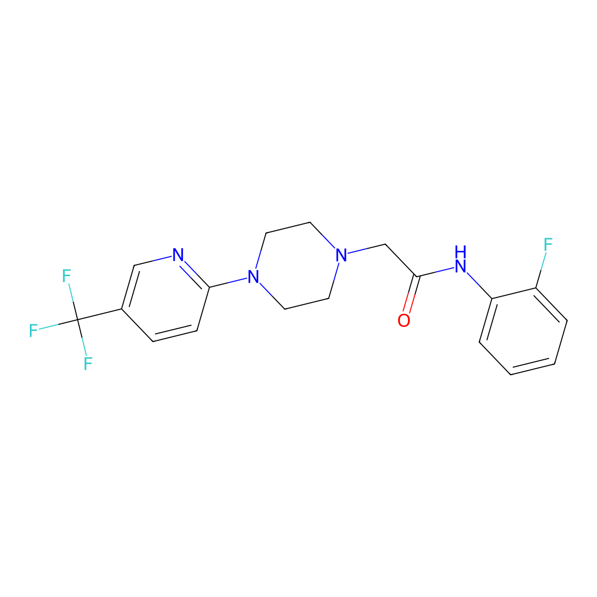 N-(2-fluorophenyl)-2-{4-[5-(trifluoromethyl)pyridin-2-yl]piperazin-1-yl}acetamide molecular structure, CAS 2329456-55-3