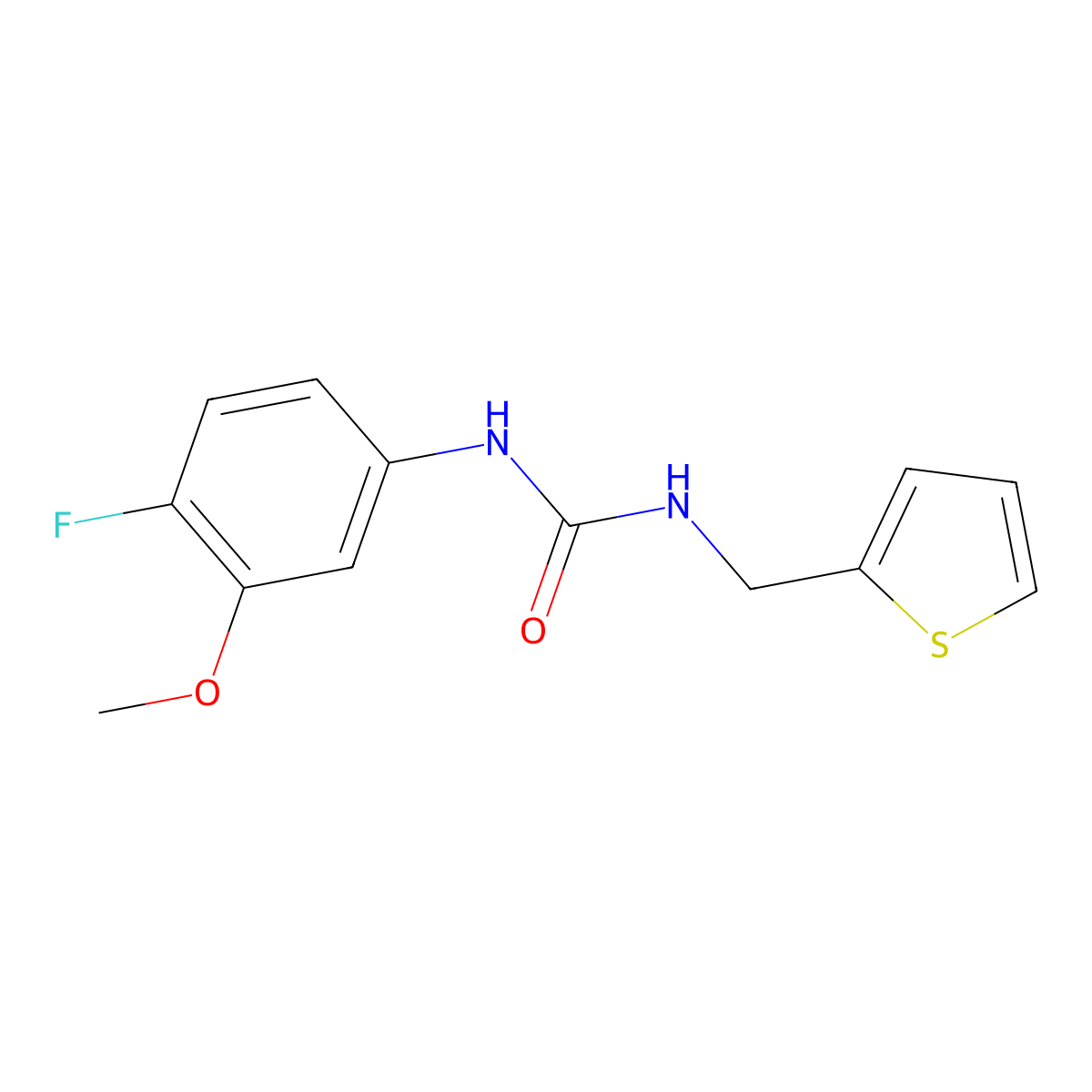 1-(4-Fluoro-3-methoxyphenyl)-3-[(thiophen-2-yl)methyl]urea molecular structure, CAS 2329459-77-8