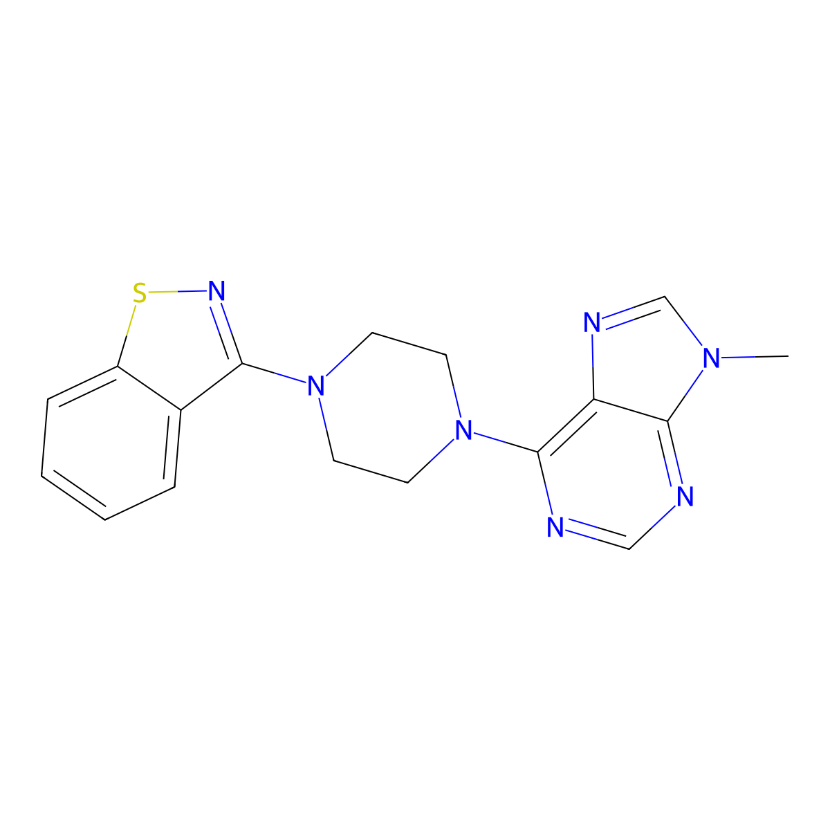 6-[4-(1,2-benzothiazol-3-yl)piperazin-1-yl]-9-methyl-9H-purine molecular structure, CAS 2329471-77-2