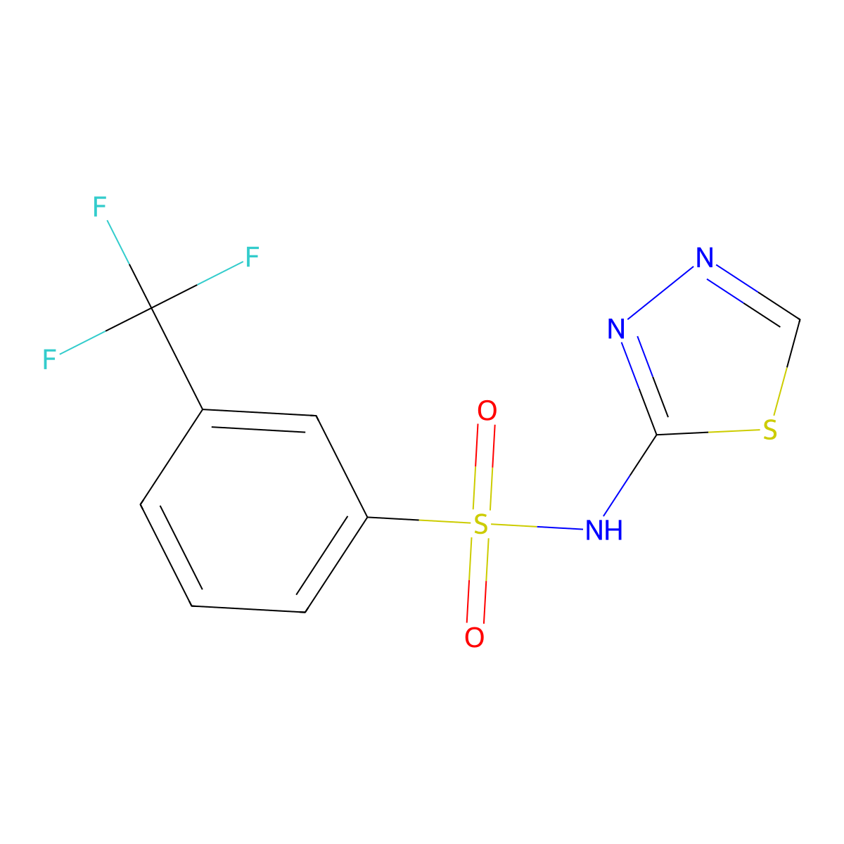 N-(1,3,4-thiadiazol-2-yl)-3-(trifluoromethyl)benzene-1-sulfonamide molecular structure, CAS 2329489-35-0