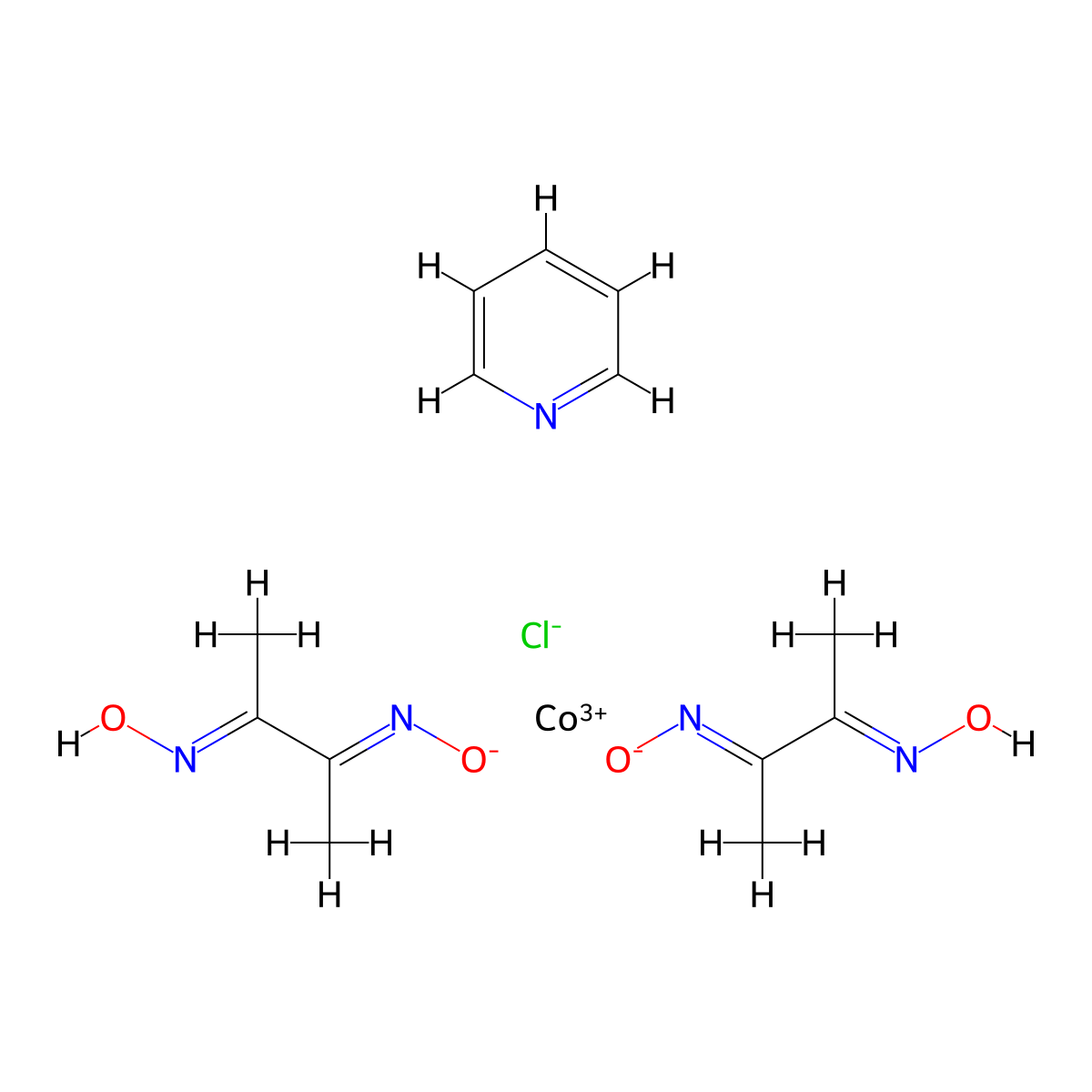 Cobalt, bis((2,3-butanedione di(oximato-kappaN))(1-))chloro(pyridine)-, (OC-6-42)- molecular structure, CAS 23295-32-1
