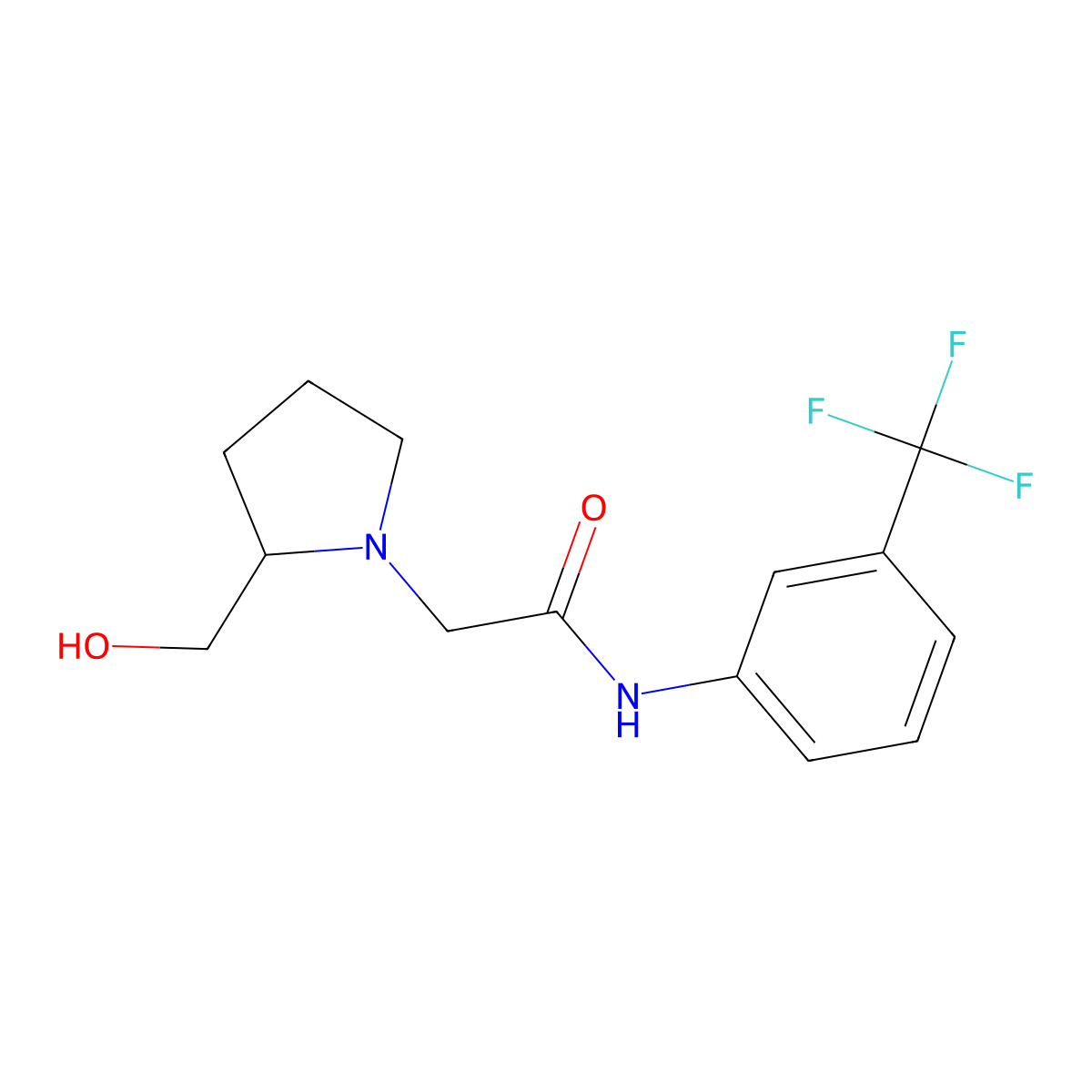 2-[2-(hydroxymethyl)pyrrolidin-1-yl]-N-[3-(trifluoromethyl)phenyl]acetamide molecular structure, CAS 2329503-53-7
