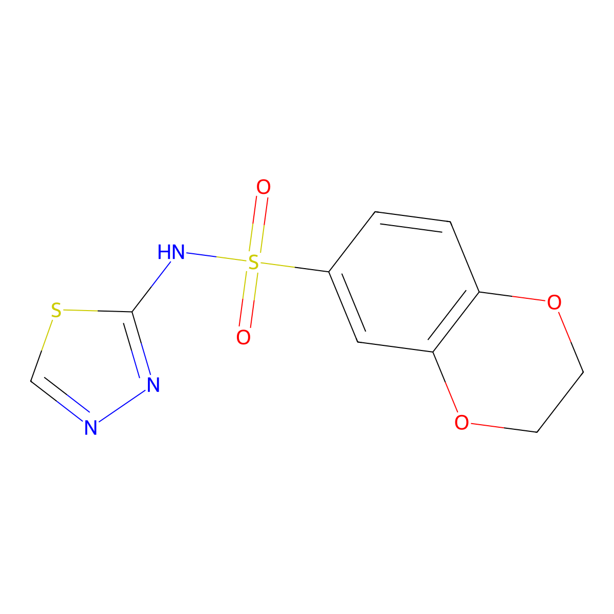 N-(1,3,4-thiadiazol-2-yl)-2,3-dihydro-1,4-benzodioxine-6-sulfonamide molecular structure, CAS 2329510-61-2