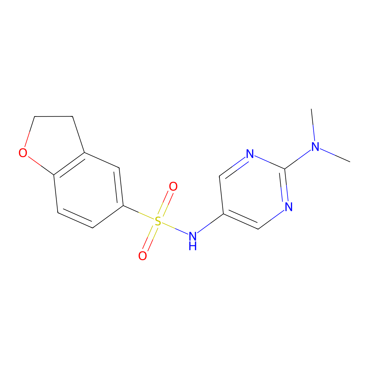 N-[2-(dimethylamino)pyrimidin-5-yl]-2,3-dihydro-1-benzofuran-5-sulfonamide molecular structure, CAS 2329512-37-8