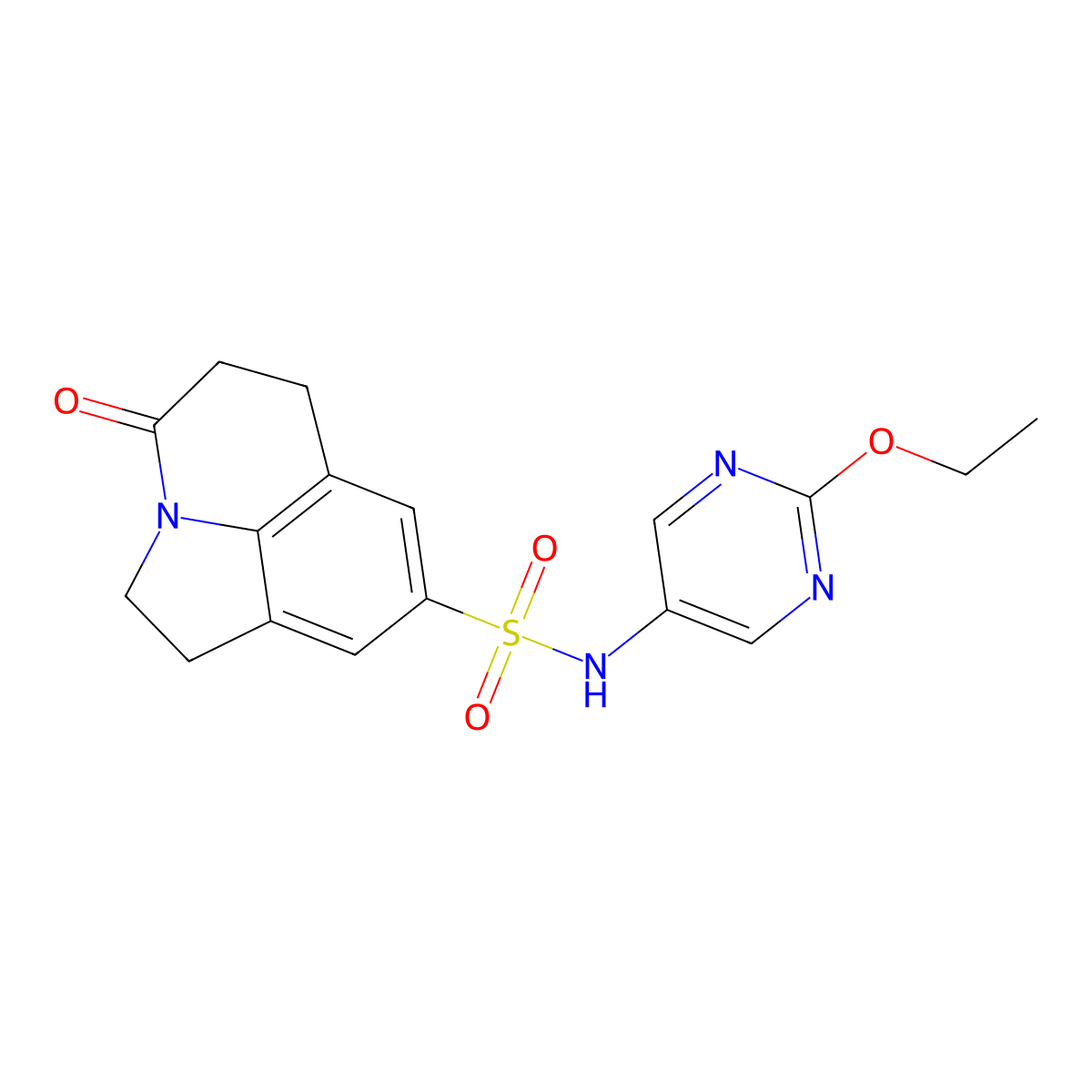 N-(2-ethoxypyrimidin-5-yl)-11-oxo-1-azatricyclo[6.3.1.0^{4,12}]dodeca-4,6,8(12)-triene-6-sulfonamide molecular structure, CAS 2329522-10-1