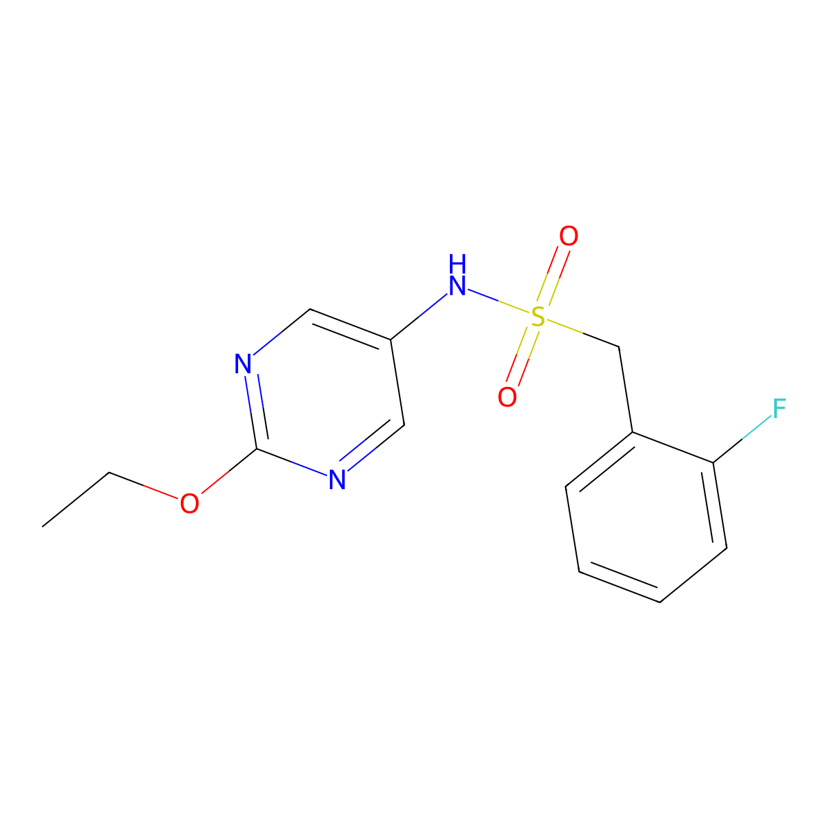 N-(2-ethoxypyrimidin-5-yl)-1-(2-fluorophenyl)methanesulfonamide molecular structure, CAS 2329522-66-7
