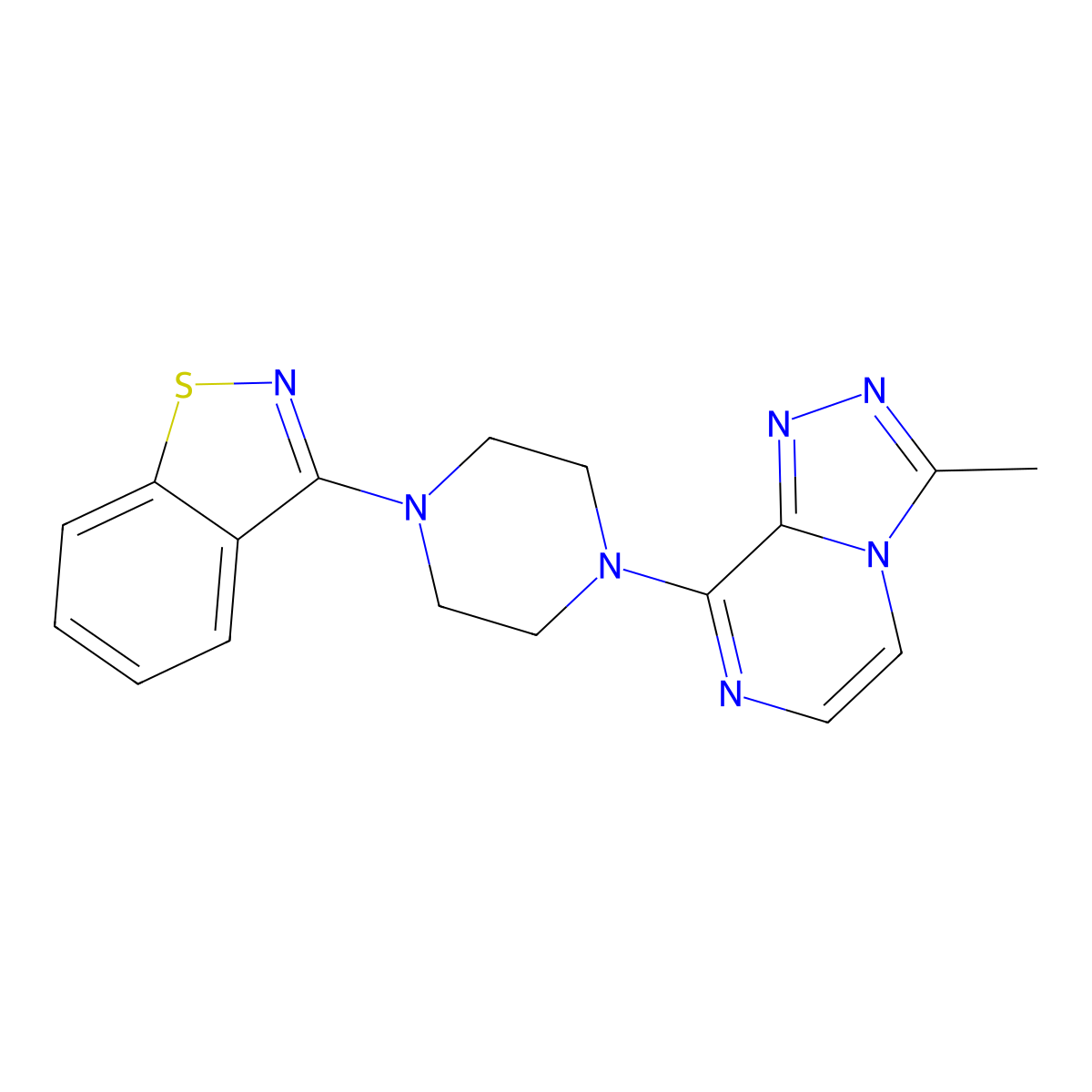 3-(4-{3-Methyl-[1,2,4]triazolo[4,3-a]pyrazin-8-yl}piperazin-1-yl)-1,2-benzothiazole molecular structure, CAS 2329540-73-8