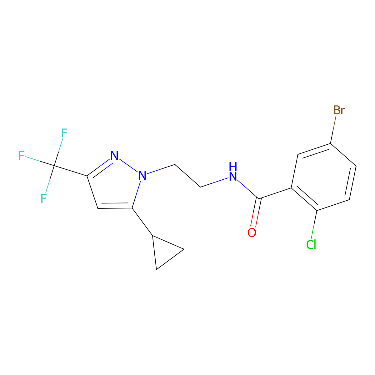 5-Bromo-2-chloro-n-{2-[5-cyclopropyl-3-(trifluoromethyl)-1h-pyrazol-1-yl]ethyl}benzamide molecular structure, CAS 2329580-88-1