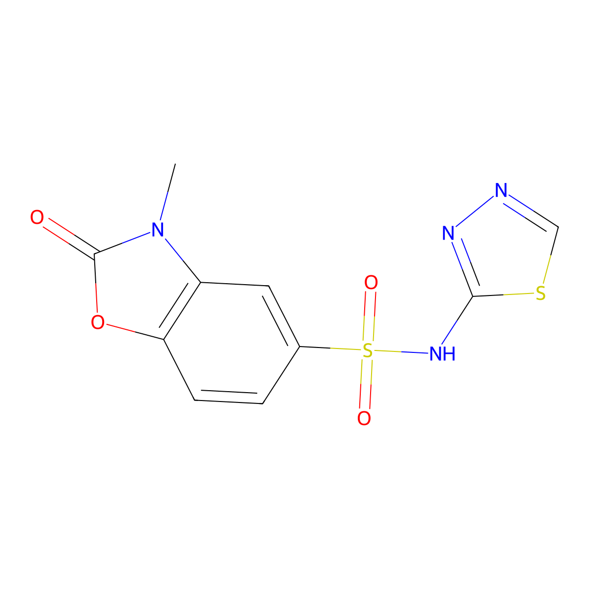 3-methyl-2-oxo-N-(1,3,4-thiadiazol-2-yl)-2,3-dihydro-1,3-benzoxazole-5-sulfonamide molecular structure, CAS 2329594-88-7