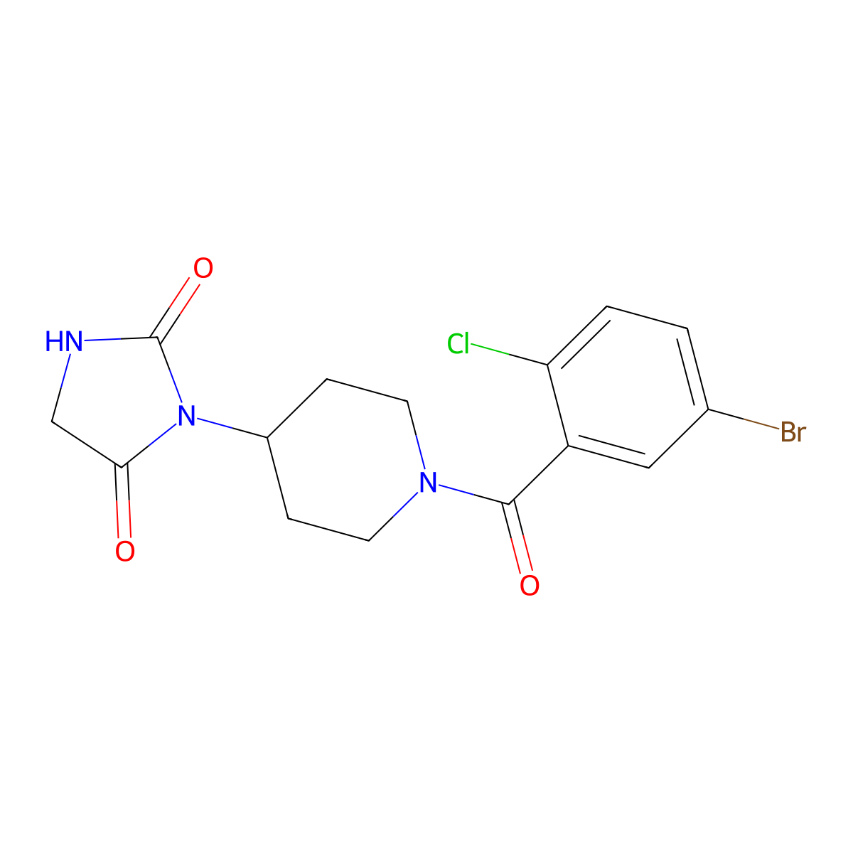 3-[1-(5-Bromo-2-chlorobenzoyl)piperidin-4-yl]imidazolidine-2,4-dione molecular structure, CAS 2329625-88-7
