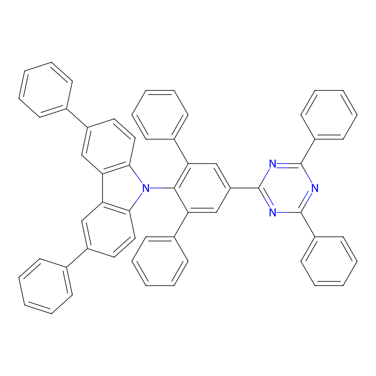 9H-Carbazole, 9-[5'-(4,6-diphenyl-1,3,5-triazin-2-yl)[1,1':3',1''-terphenyl]-2'-yl]-3,6-diphenyl- molecular structure, CAS 2329651-89-8