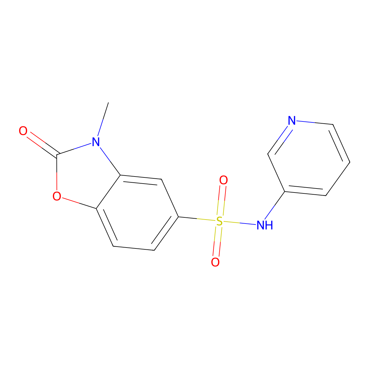3-methyl-2-oxo-N-(pyridin-3-yl)-2,3-dihydro-1,3-benzoxazole-5-sulfonamide molecular structure, CAS 2329675-97-8