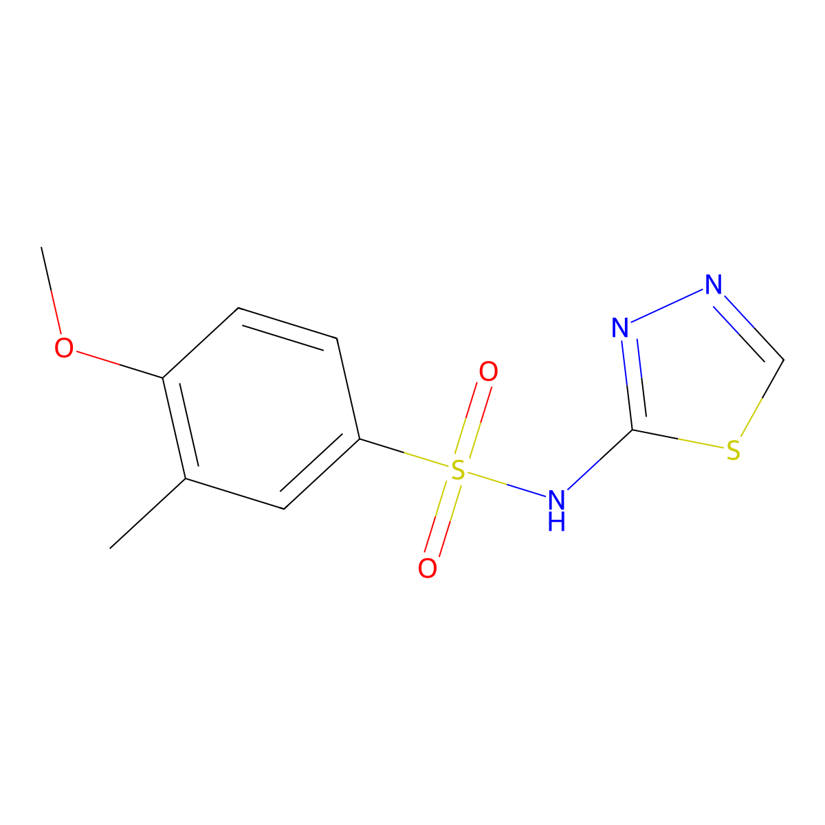 4-methoxy-3-methyl-N-(1,3,4-thiadiazol-2-yl)benzene-1-sulfonamide molecular structure, CAS 2329691-84-9
