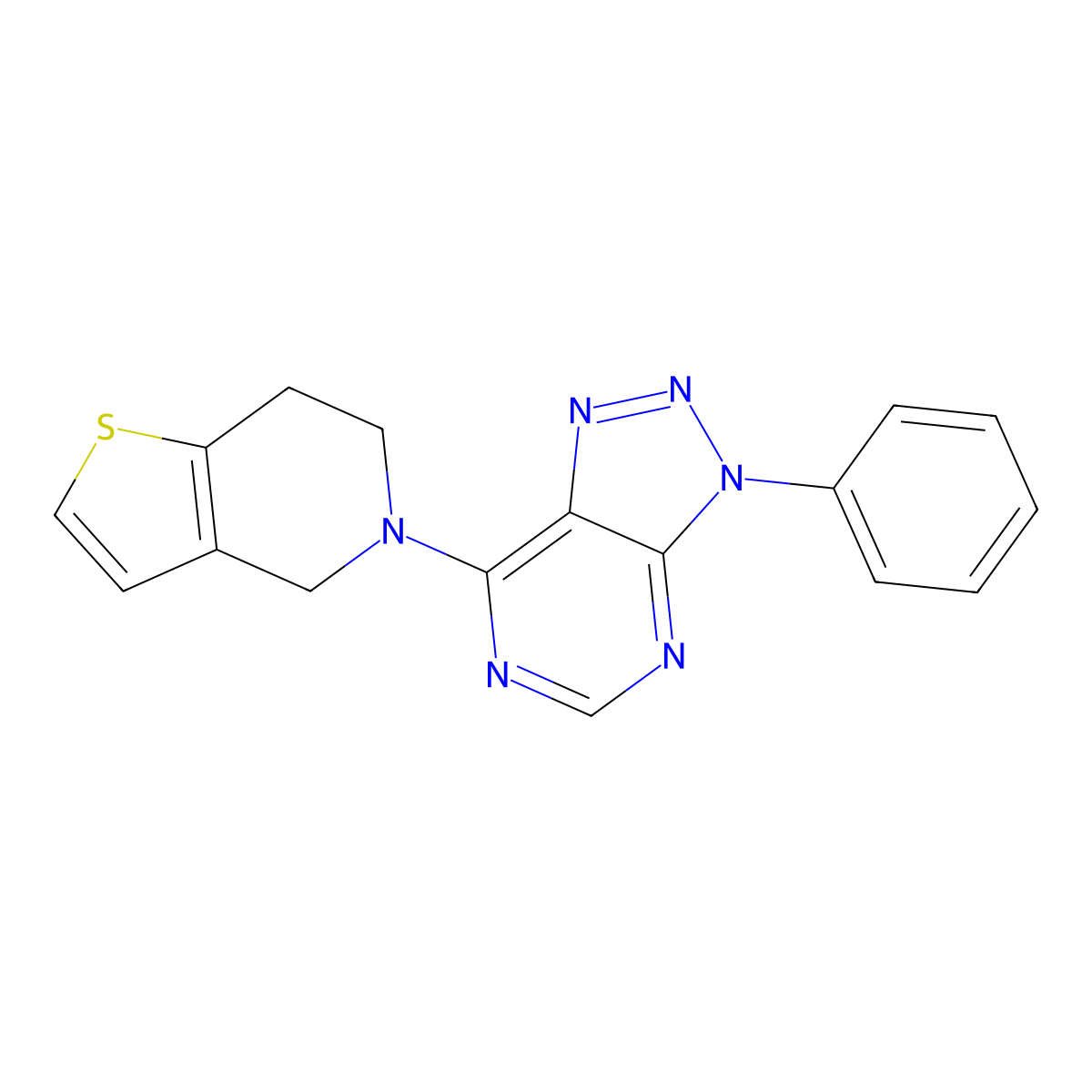 3-phenyl-7-{4H,5H,6H,7H-thieno[3,2-c]pyridin-5-yl}-3H-[1,2,3]triazolo[4,5-d]pyrimidine molecular structure, CAS 2329710-25-8