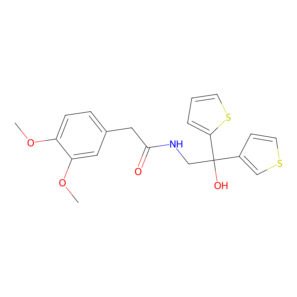 2-(3,4-dimethoxyphenyl)-N-[2-hydroxy-2-(thiophen-2-yl)-2-(thiophen-3-yl)ethyl]acetamide molecular structure, CAS 2329725-45-1