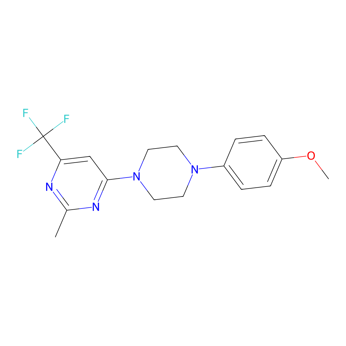 4-[4-(4-Methoxyphenyl)piperazin-1-yl]-2-methyl-6-(trifluoromethyl)pyrimidine molecular structure, CAS 2329729-90-8