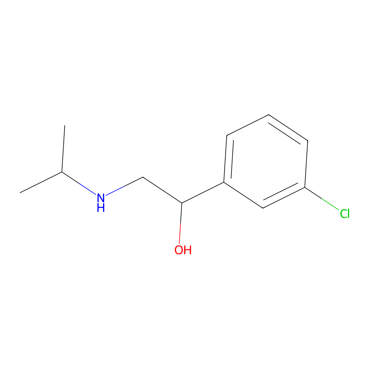 1-(3-Chlorophenyl)-2-(isopropylamino)ethanol molecular structure, CAS 23299-18-5