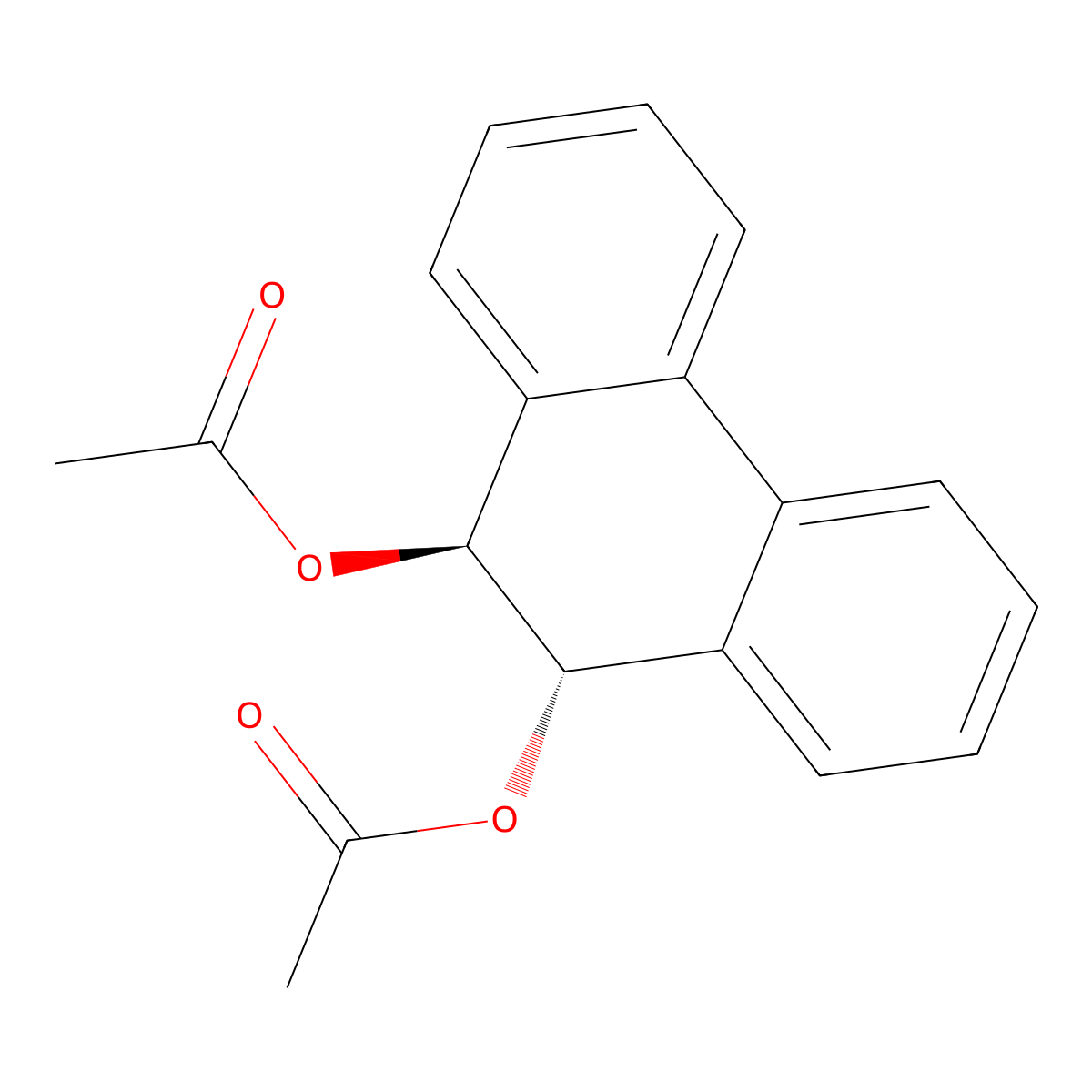 9,10-Phenanthrenediol, 9,10-dihydro-, 9,10-diacetate, (9S,10S)- molecular structure, CAS 23299-68-5