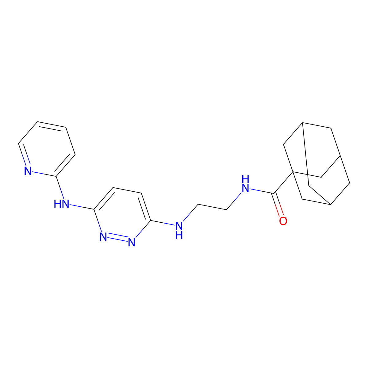 N-[2-({6-[(pyridin-2-yl)amino]pyridazin-3-yl}amino)ethyl]adamantane-1-carboxamide molecular structure, CAS 2329906-37-6