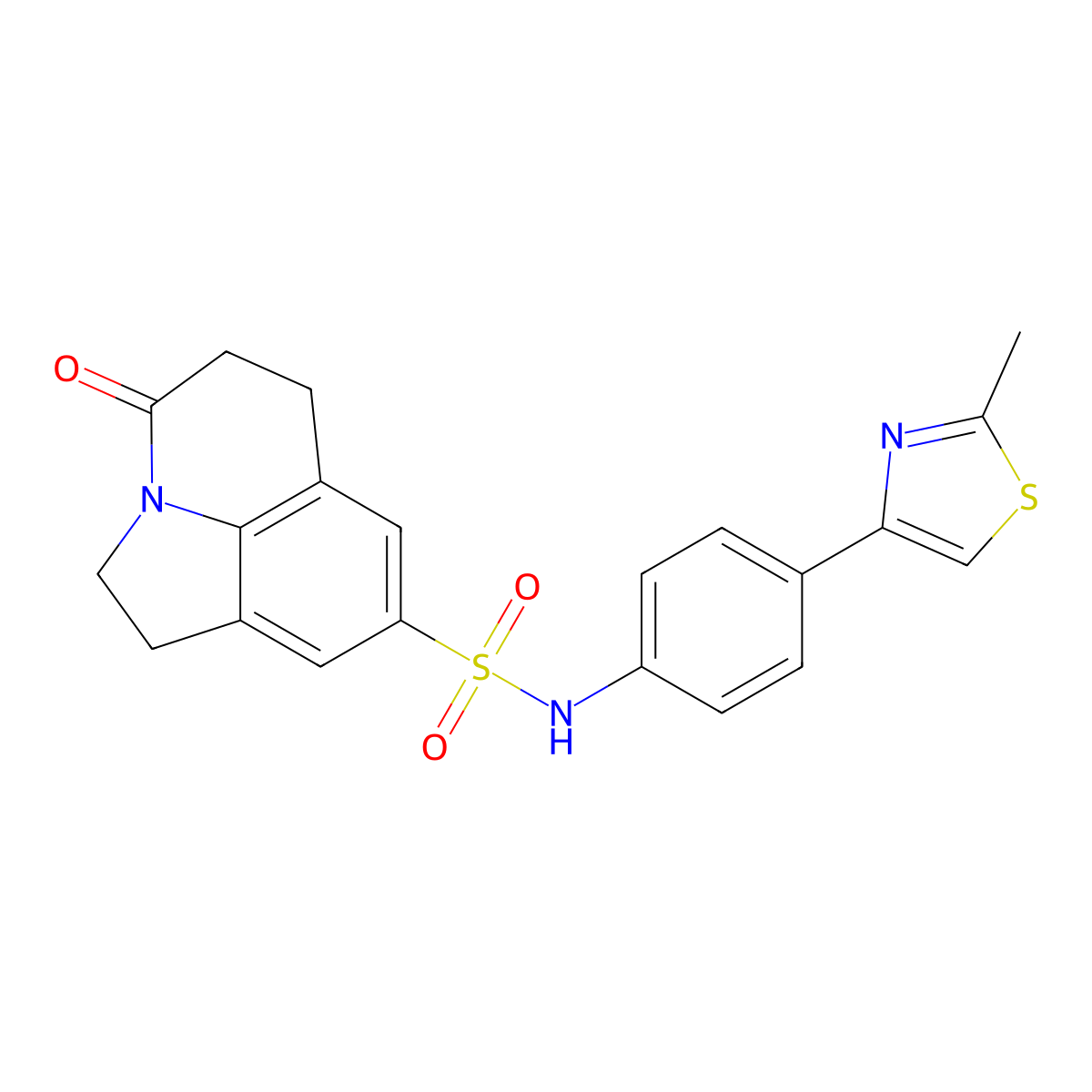 N-[4-(2-methyl-1,3-thiazol-4-yl)phenyl]-11-oxo-1-azatricyclo[6.3.1.0^{4,12}]dodeca-4,6,8(12)-triene-6-sulfonamide molecular structure, CAS 2330023-32-8