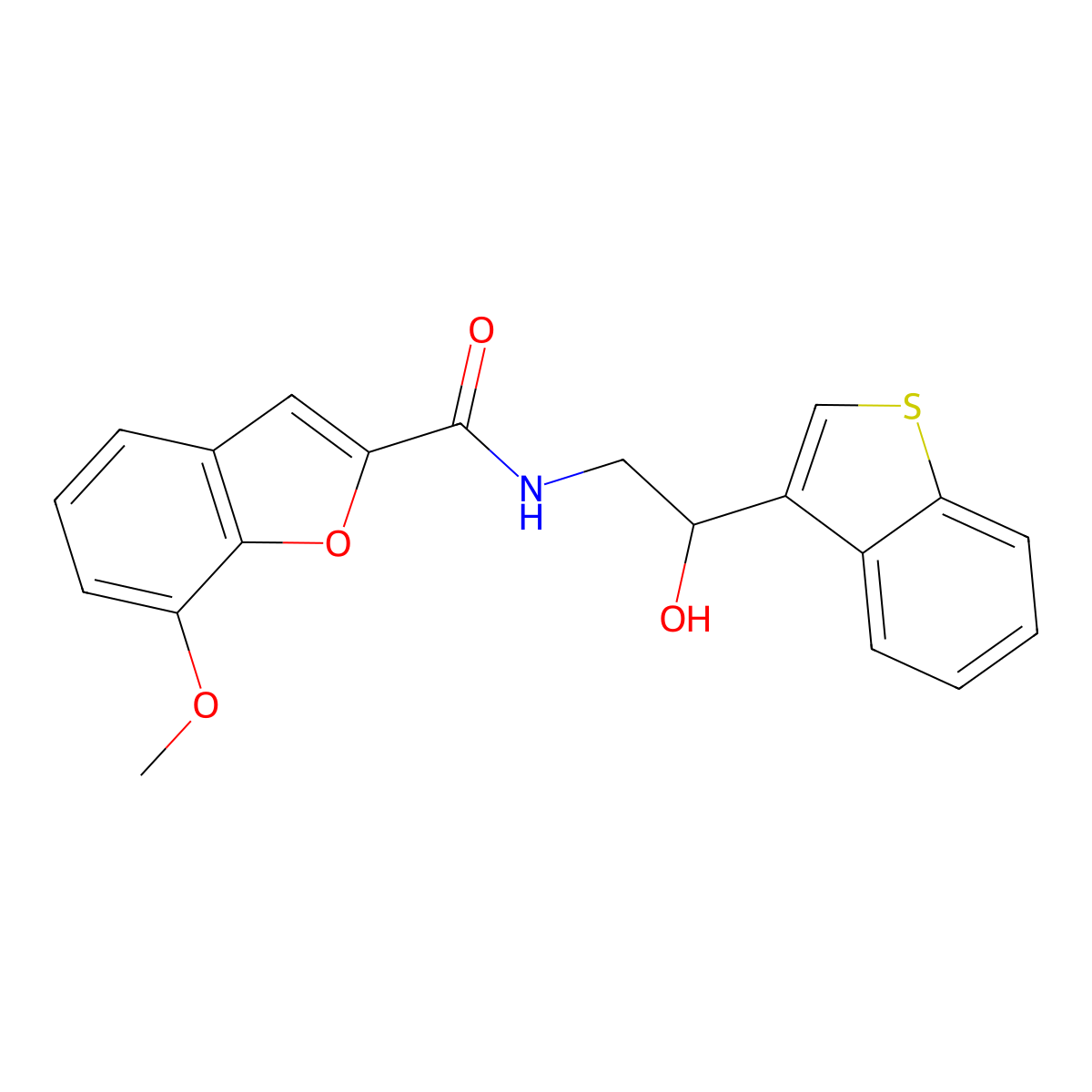 N-[2-(1-benzothiophen-3-yl)-2-hydroxyethyl]-7-methoxy-1-benzofuran-2-carboxamide molecular structure, CAS 2330083-19-5
