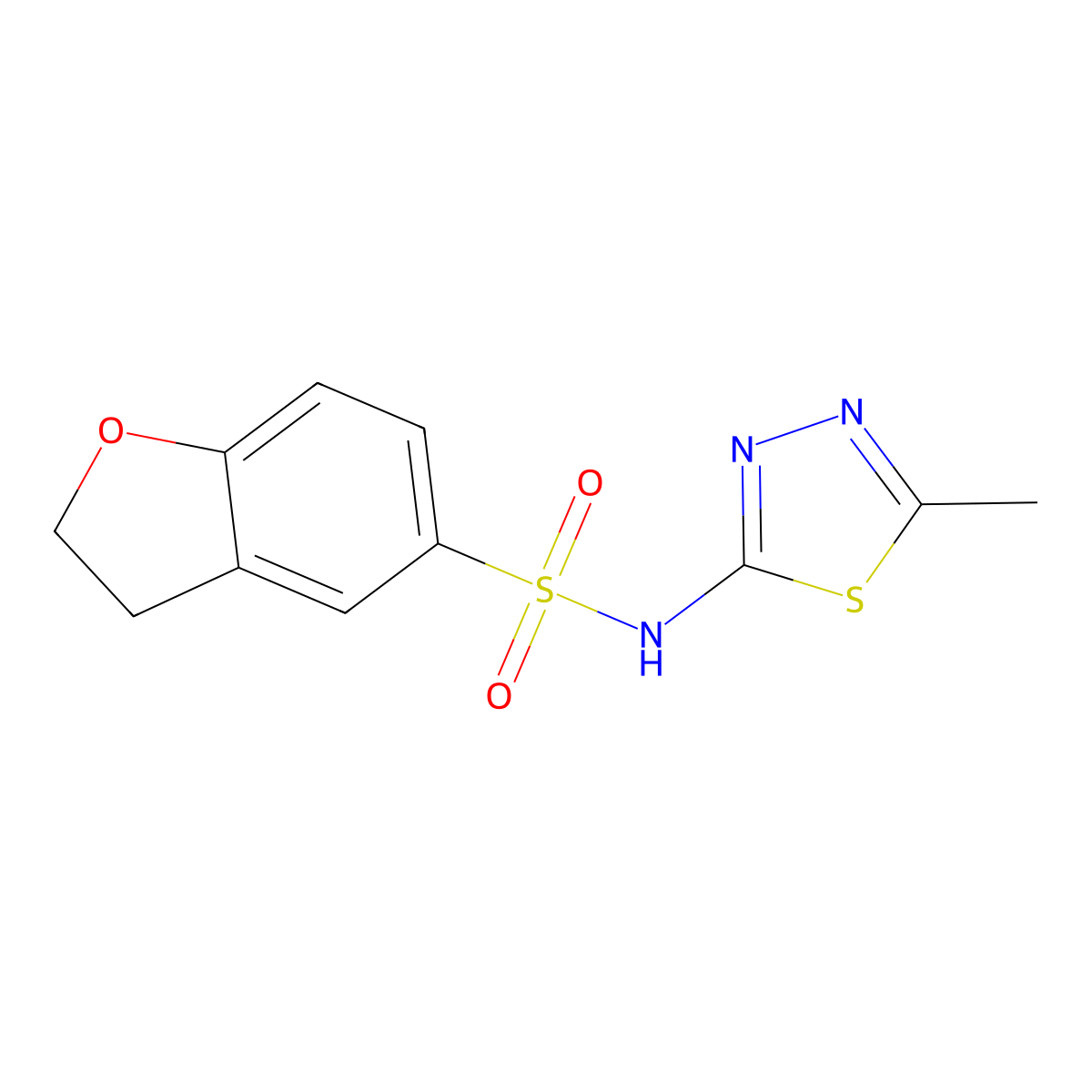 N-(5-methyl-1,3,4-thiadiazol-2-yl)-2,3-dihydro-1-benzofuran-5-sulfonamide molecular structure, CAS 2330102-77-5