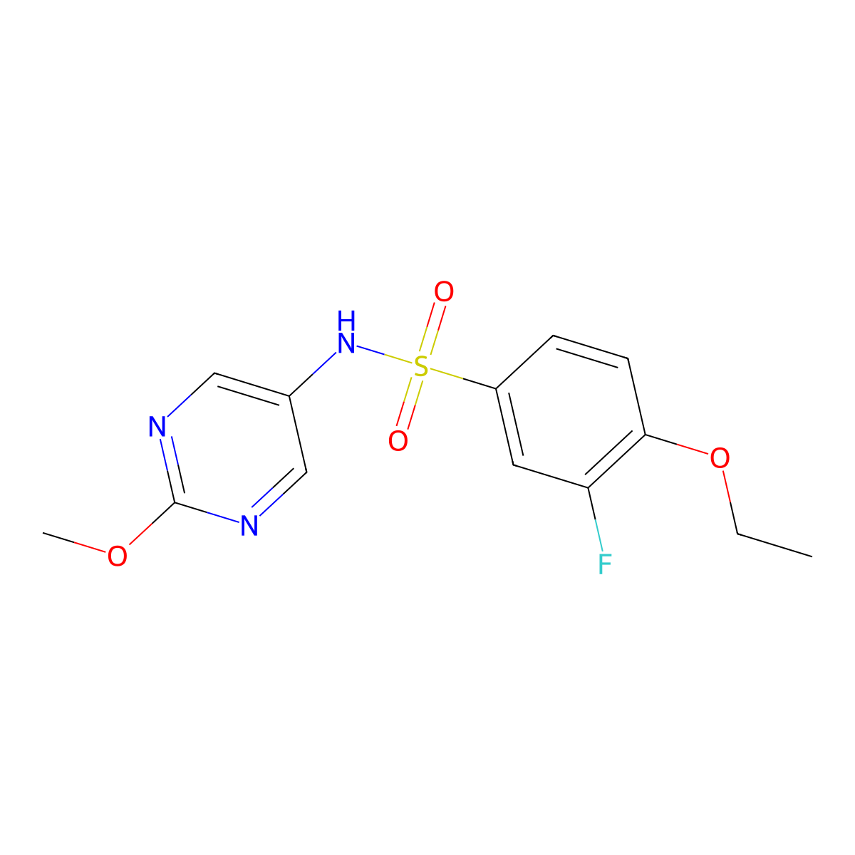 4-ethoxy-3-fluoro-N-(2-methoxypyrimidin-5-yl)benzene-1-sulfonamide molecular structure, CAS 2330179-16-1