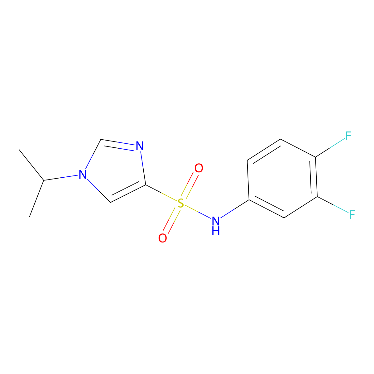 N-(3,4-difluorophenyl)-1-(propan-2-yl)-1H-imidazole-4-sulfonamide molecular structure, CAS 2330259-70-4