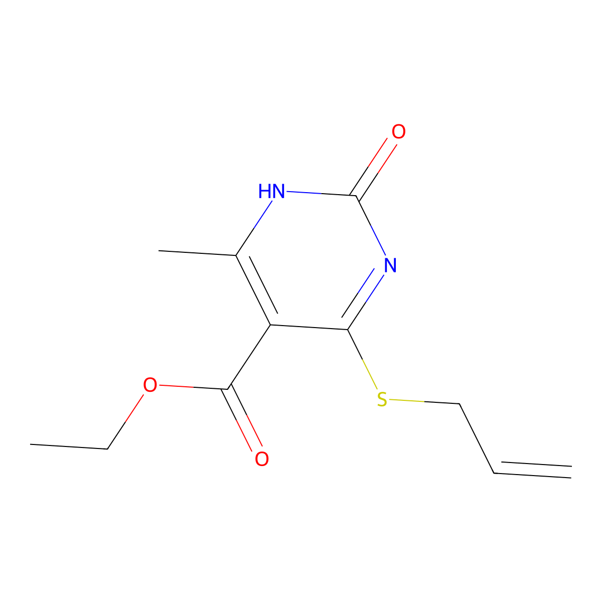 Ethyl 4-(allylthio)-6-methyl-2-oxo-1,2-dihydropyrimidine-5-carboxylate molecular structure, CAS 2330260-62-1