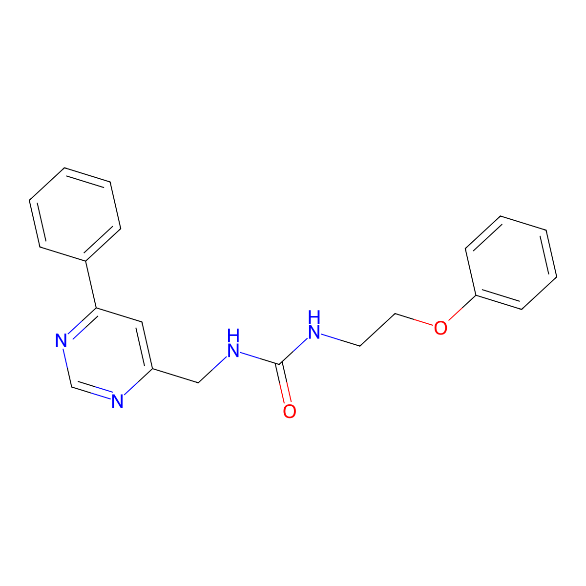 1-(2-Phenoxyethyl)-3-[(6-phenylpyrimidin-4-yl)methyl]urea molecular structure, CAS 2330307-85-0