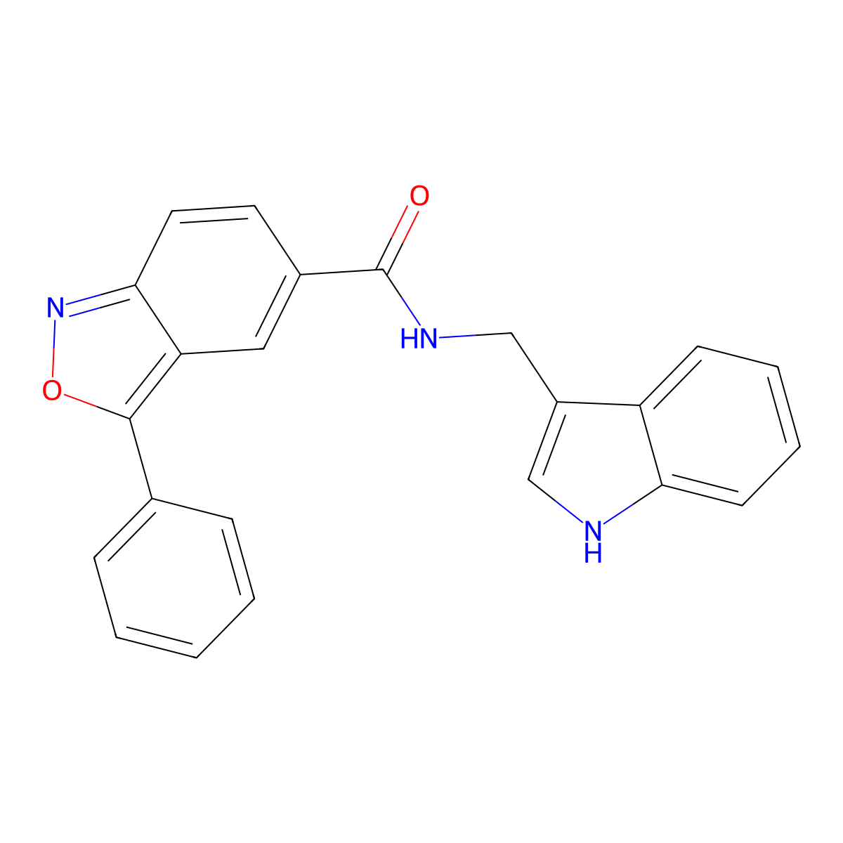N-[(1H-indol-3-yl)methyl]-3-phenyl-2,1-benzoxazole-5-carboxamide molecular structure, CAS 2330343-62-7
