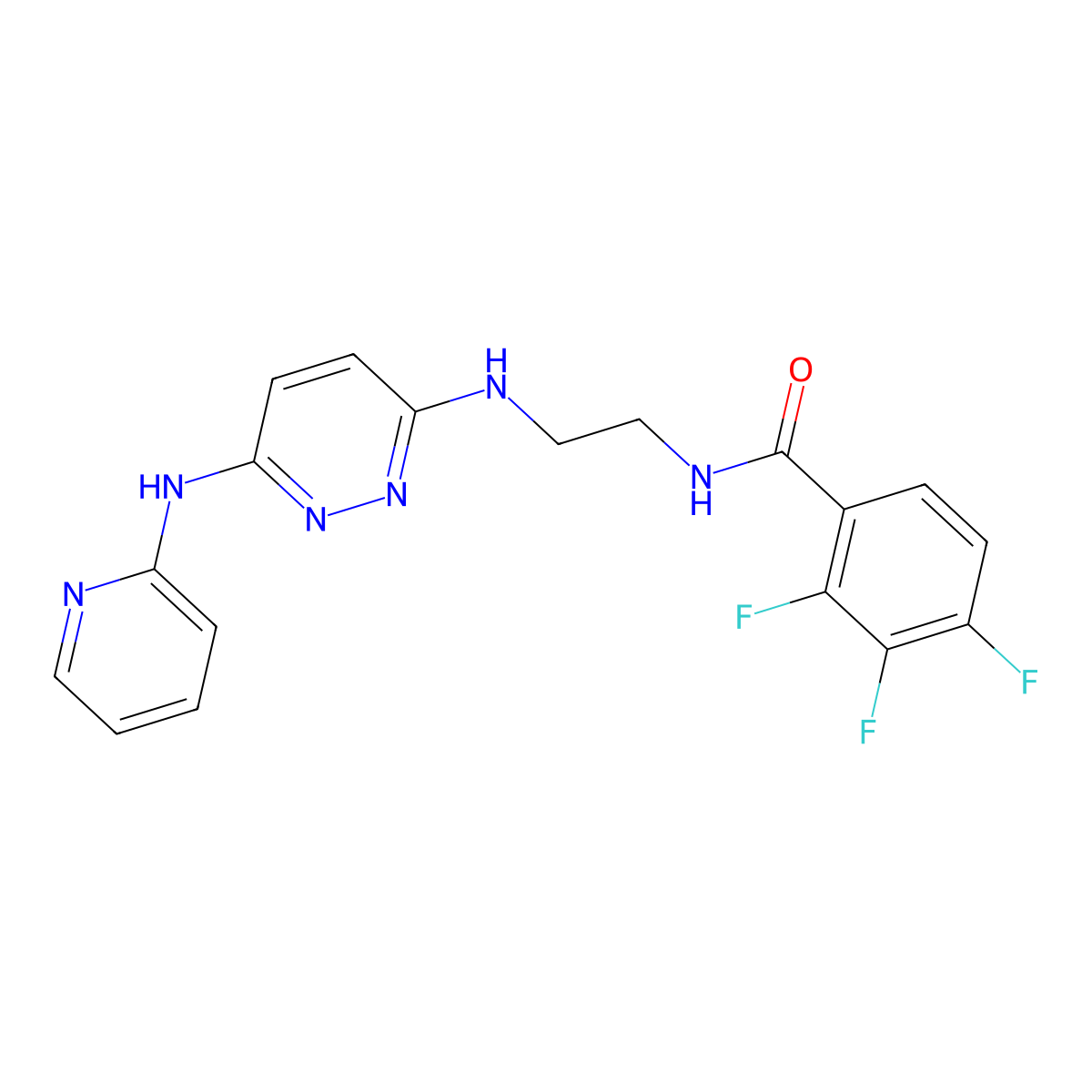 2,3,4-Trifluoro-n-[2-({6-[(pyridin-2-yl)amino]pyridazin-3-yl}amino)ethyl]benzamide molecular structure, CAS 2330353-37-0