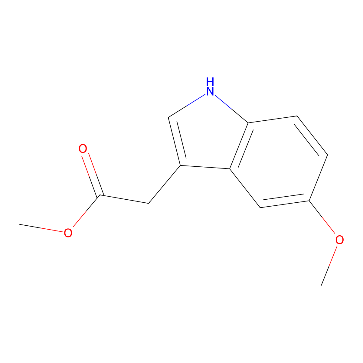 methyl 2-(5-methoxy-1H-indol-3-yl)acetate molecular structure, CAS 23304-48-5