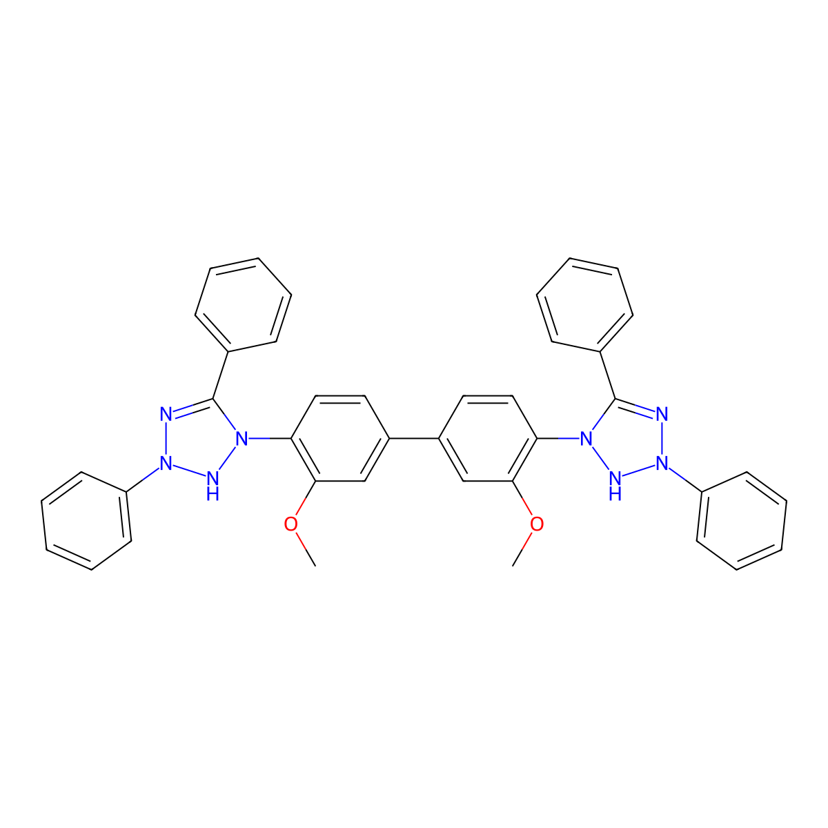 1,1'-(3,3'-Dimethoxy-4,4'-biphenylylene)bis(3,5-diphenylformazane) molecular structure, CAS 23305-71-7