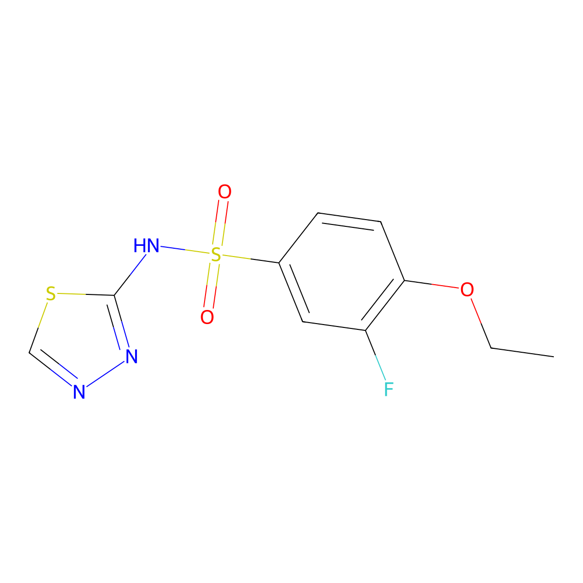 4-ethoxy-3-fluoro-N-(1,3,4-thiadiazol-2-yl)benzene-1-sulfonamide molecular structure, CAS 2330604-58-3