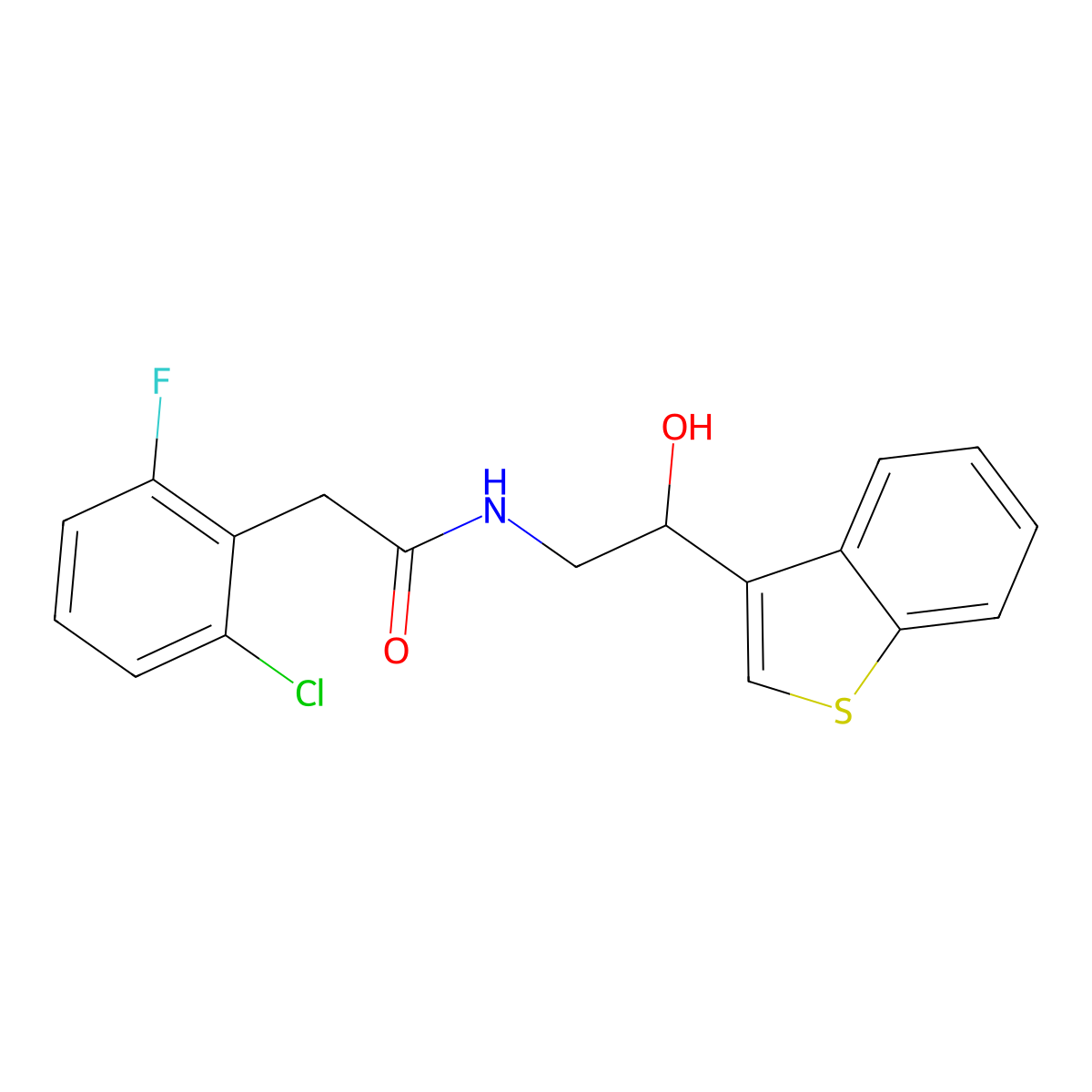 N-[2-(1-benzothiophen-3-yl)-2-hydroxyethyl]-2-(2-chloro-6-fluorophenyl)acetamide molecular structure, CAS 2330644-72-7