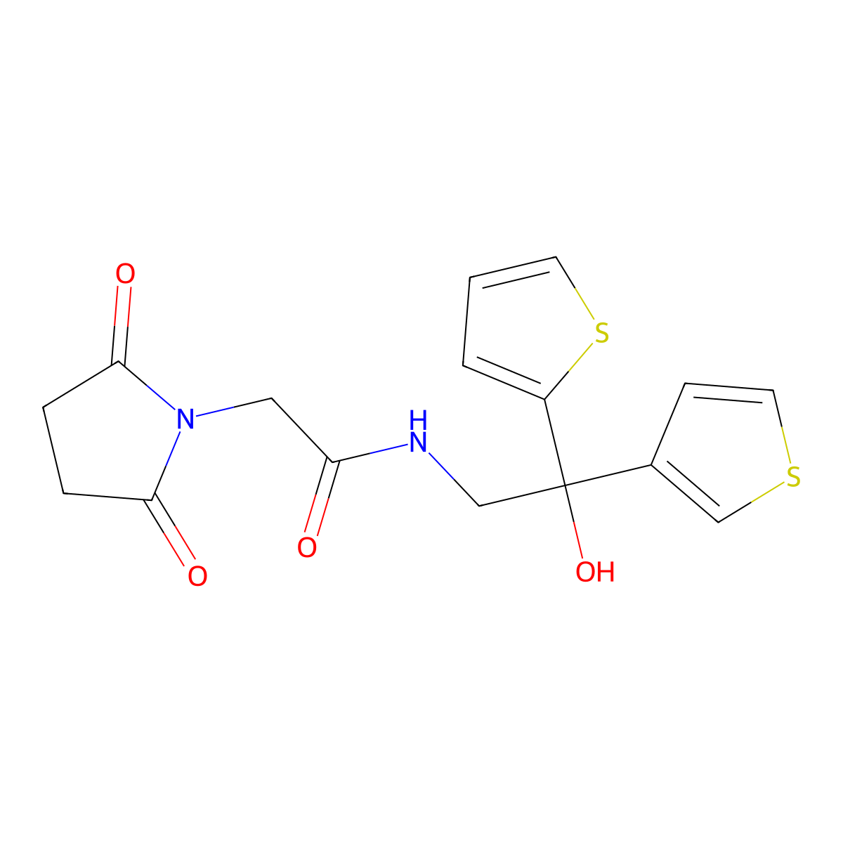 2-(2,5-dioxopyrrolidin-1-yl)-N-[2-hydroxy-2-(thiophen-2-yl)-2-(thiophen-3-yl)ethyl]acetamide molecular structure, CAS 2330683-61-7