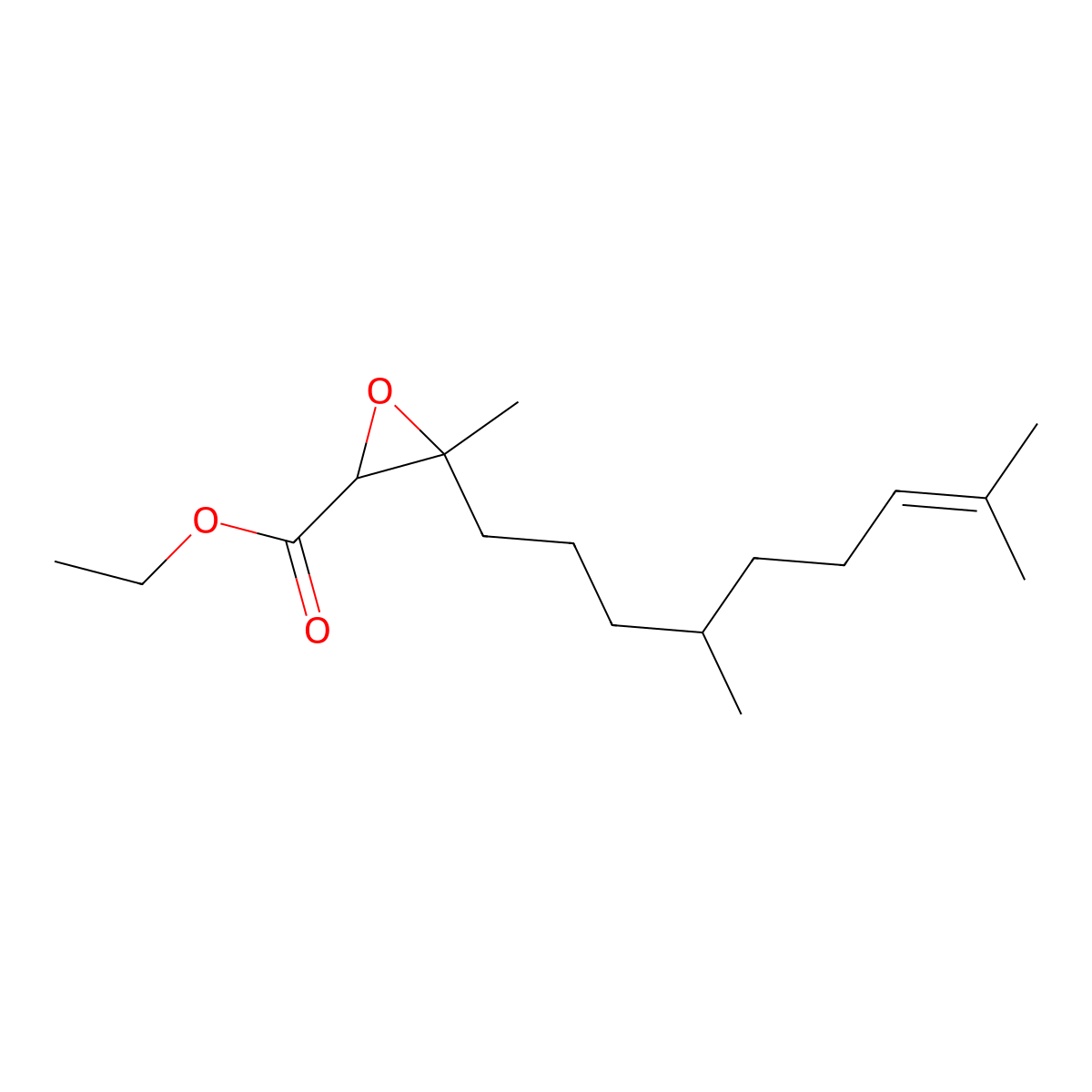 Ethyl 2,3-epoxy-3,7,11-trimethyldodec-10-enoate molecular structure, CAS 23307-95-1