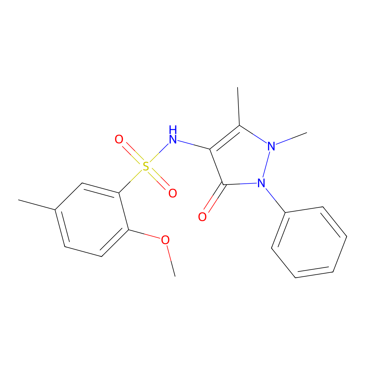 N-(1,5-dimethyl-3-oxo-2-phenylpyrazol-4-yl)-2-methoxy-5-methylbenzenesulfonamide molecular structure, CAS 2330892-84-5