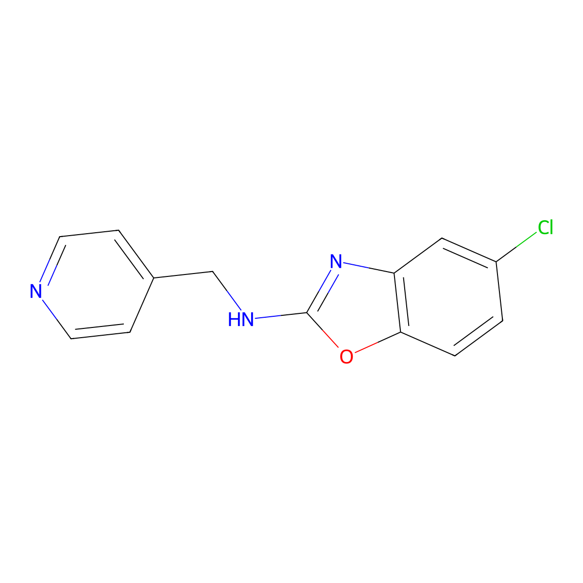 5-chloro-N-[(pyridin-4-yl)methyl]-1,3-benzoxazol-2-amine molecular structure, CAS 2331096-51-4