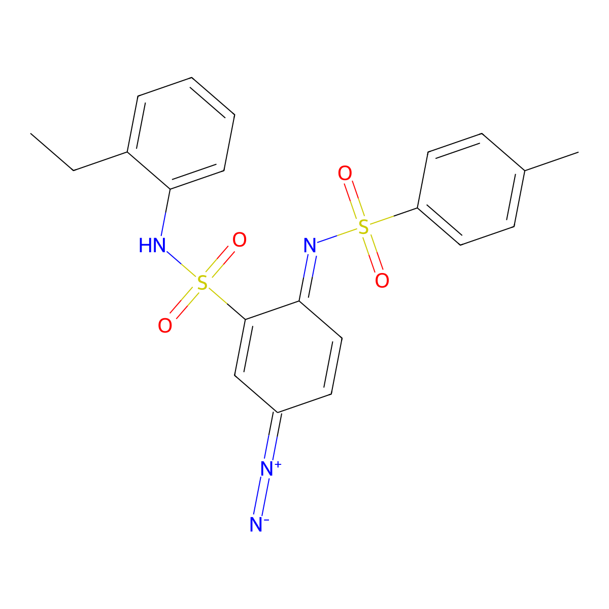 Benzenesulfonamide, N-[4-diazo-2-[[(2-ethylphenyl)amino]sulfonyl]-2,5-cyclohexadien-1-ylidene]-4-methyl- molecular structure, CAS 23311-75-3