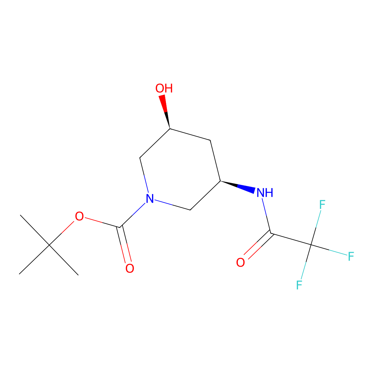 (3S,5R)-3-Hydroxy-5-(2,2,2-trifluoro-acetylamino)-piperidine-1-carboxylic acid tert-butyl ester molecular structure, CAS 2331211-40-4