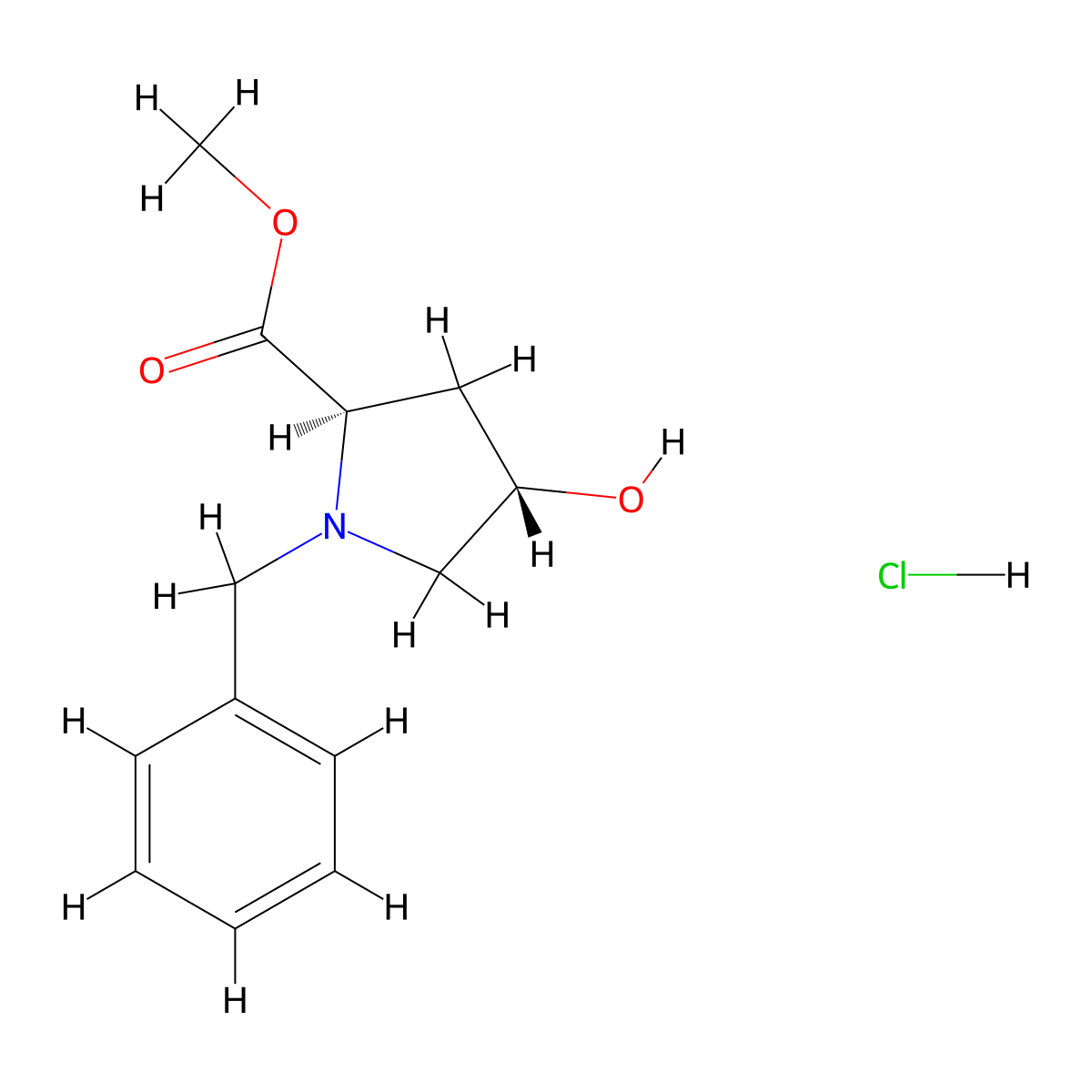 Methyl (2R,4S)-1-benzyl-4-hydroxypyrrolidine-2-carboxylate hydrochloride molecular structure, CAS 2331211-69-7