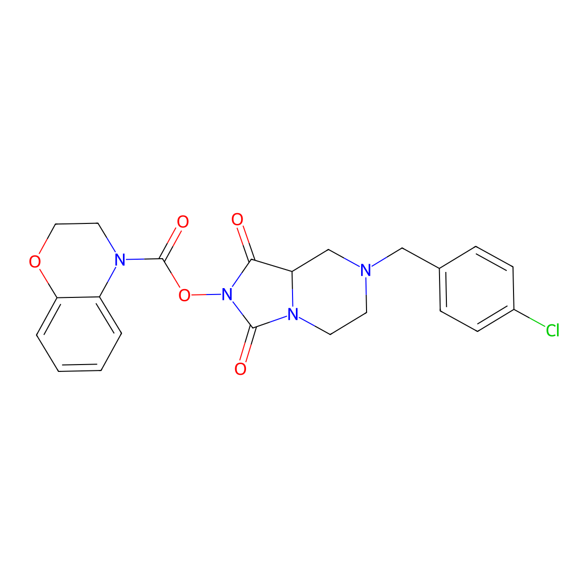 7-(4-chlorobenzyl)-1,3-dioxohexahydroimidazo[1,5-a]pyrazin-2(3H)-yl2,3-dihydro-4H-benzo[b][1,4]oxazine-4-carboxylate molecular structure, CAS 2331255-53-7