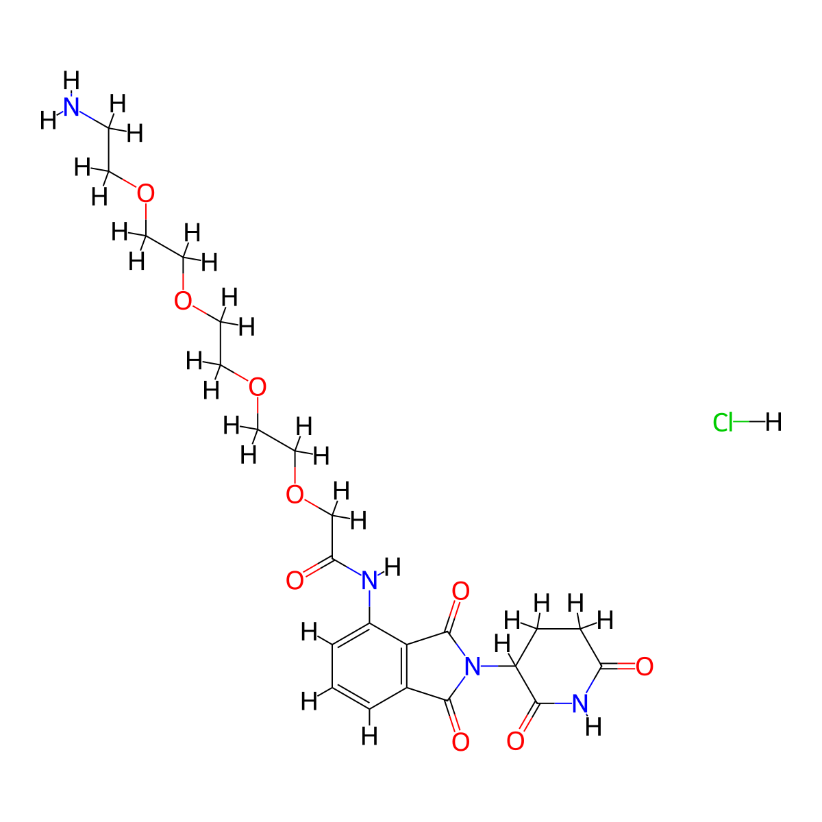 Pomalidomide-amino-PEG4-NH2 hydrochloride molecular structure, CAS 2331259-45-9