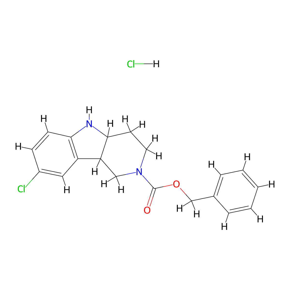 8-Chloro-1,3,4,4a,5,9b-hexahydro-pyrido[4,3-b]indole-2-carboxylic acid benzyl ester hydrochloride molecular structure, CAS 2331259-65-3